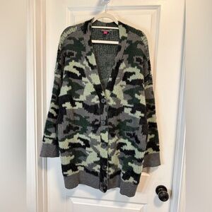 Vince Camuto Eyelash Knit Camo Cardigan